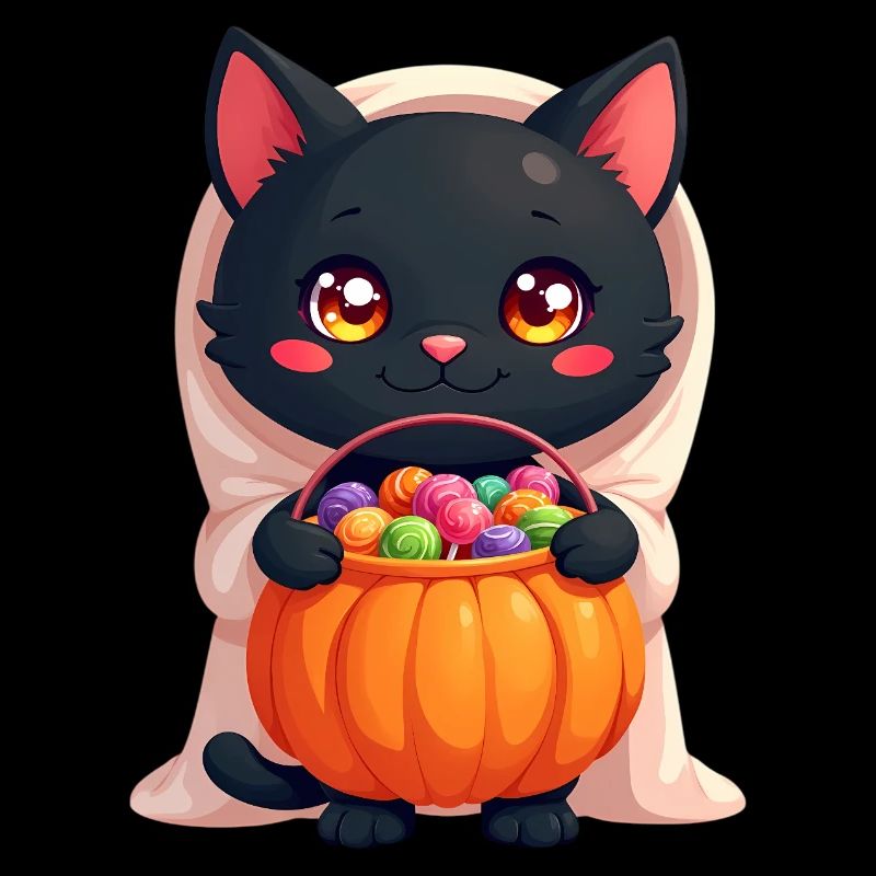 Chat d’Halloween avec citrouille d’Halloween