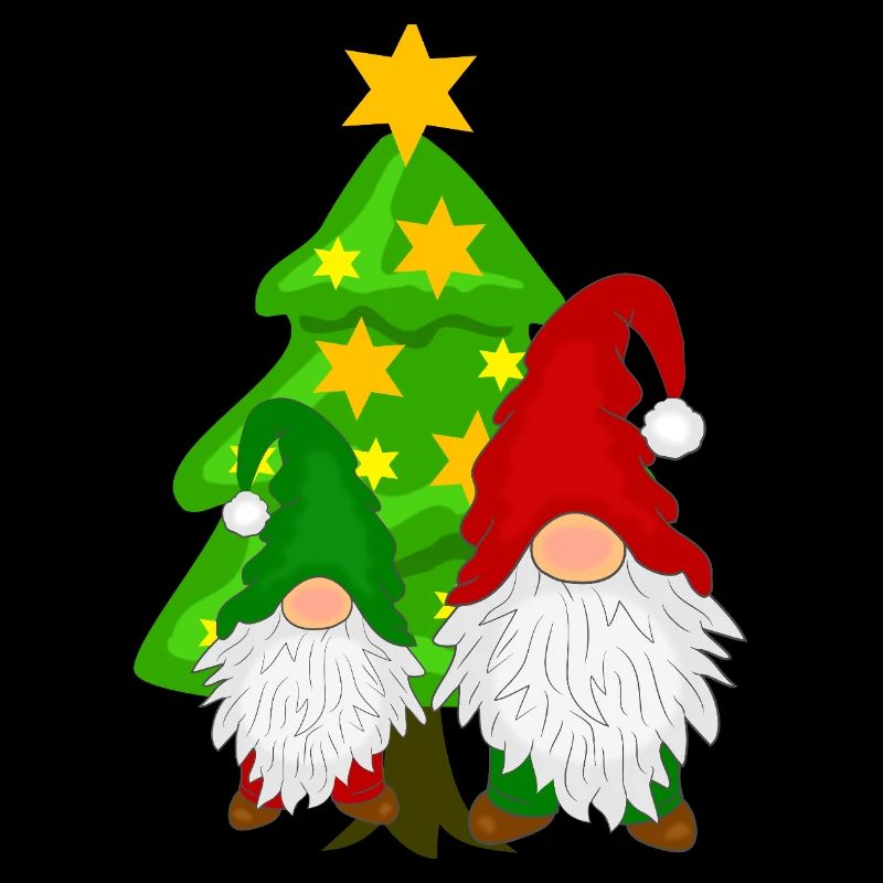 Gnome devant le sapin de Noël