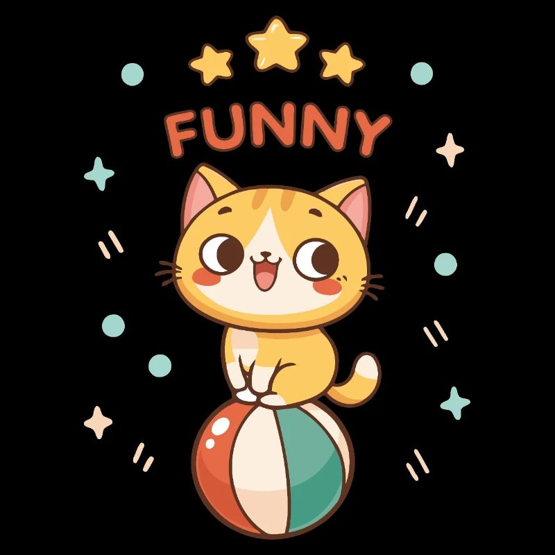 Funny kitten on colored ball