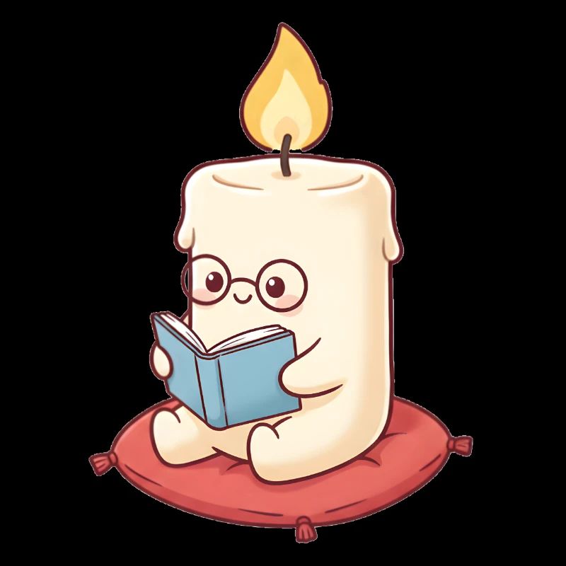 Kerze liest ein Buch