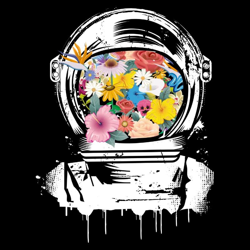 Astronaut Space Helmet with flowers