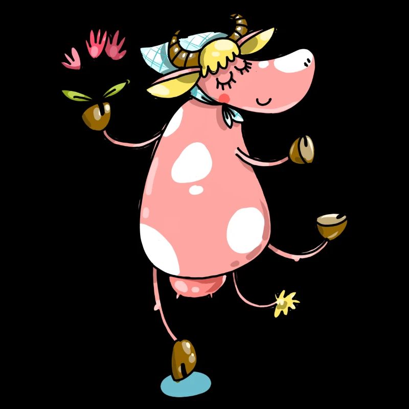 Vache de fermier avec des fleurs mignonne