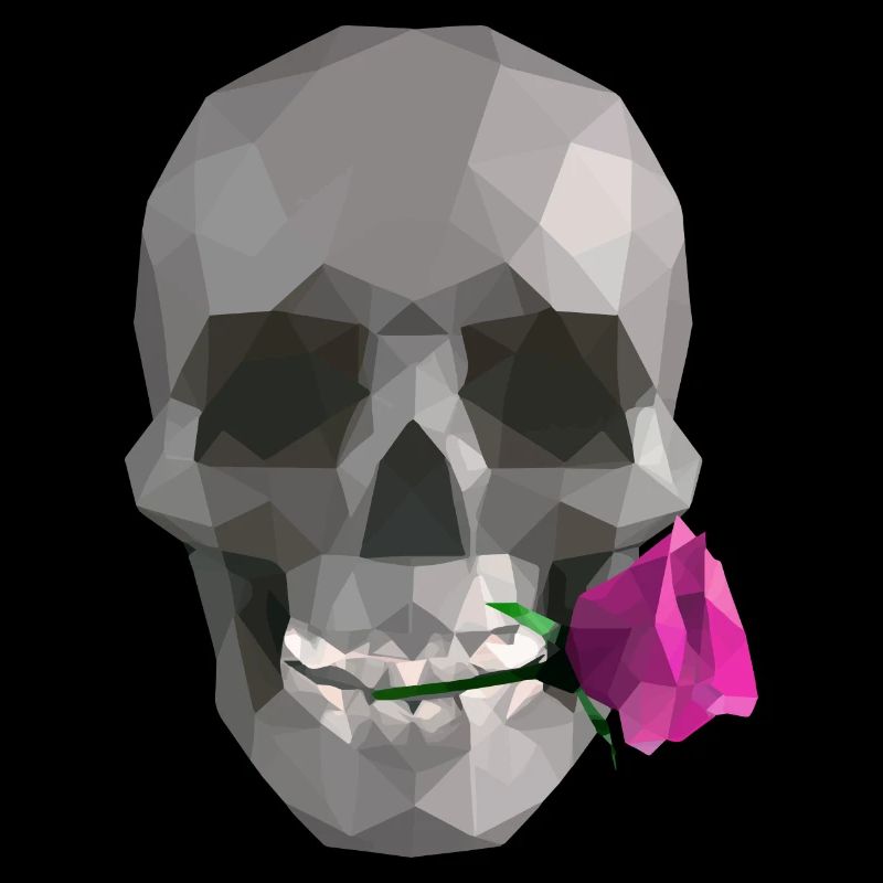 Low Poly Grey Skull - Geometric Romantic Gothic 