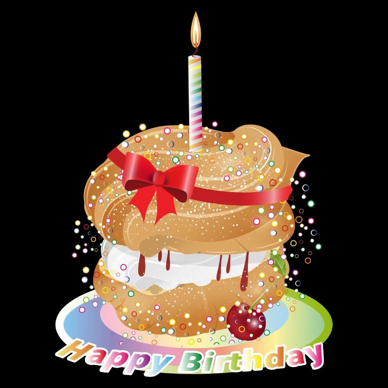 Zum Geburtstag ein gefüllter Windbeutel mit Kerze