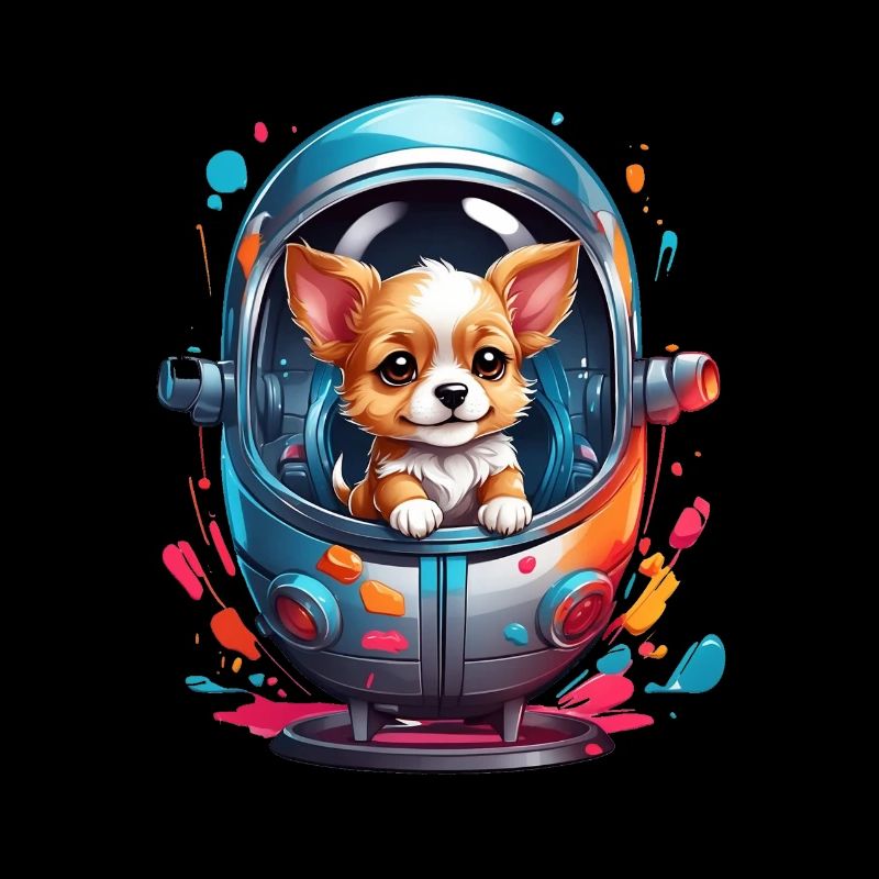 Chiot de l’espace en combinaison spatiale