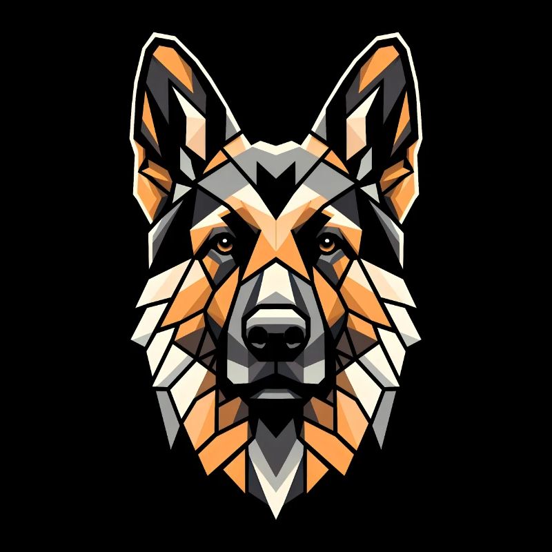 German Shepherd Dog Head Geometry Polygon Art