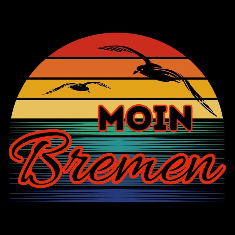 Moin Bremen mit Möwe im Retro Style