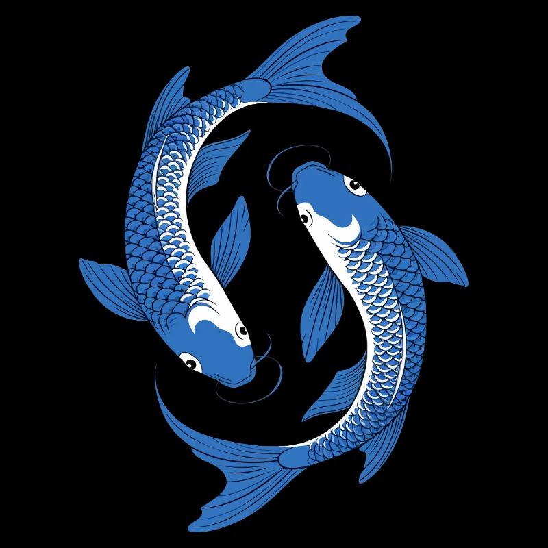 Blue Koi Circle Art