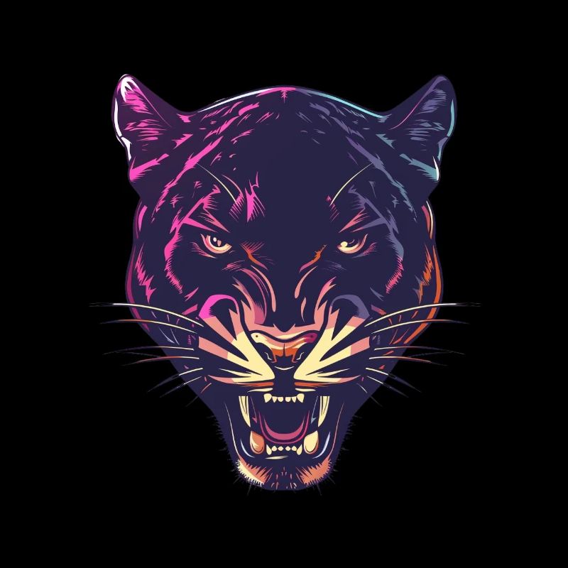 Neon Panther Head Design