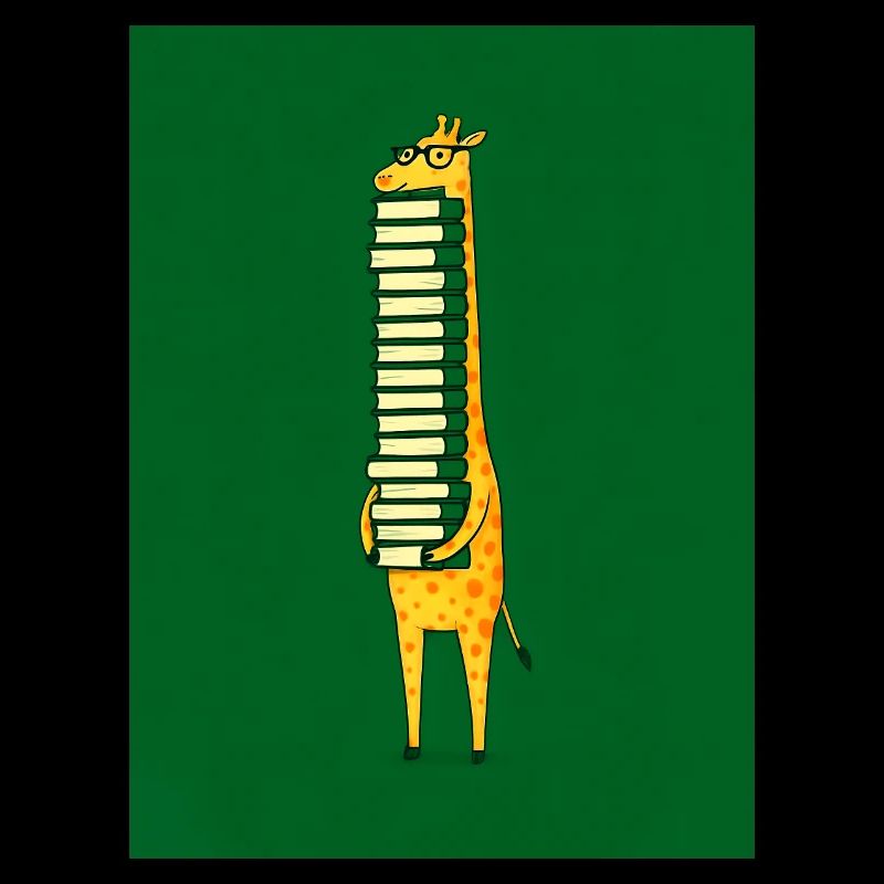Giraffe with Books Hanging from Neck