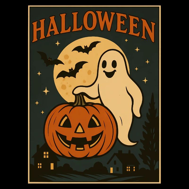 Halloween Ghost and Pumpkin Night