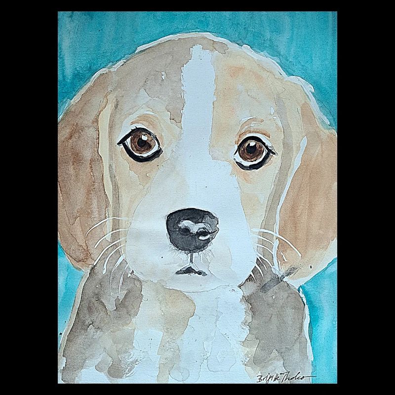 Chiot Beagle, aquarelle