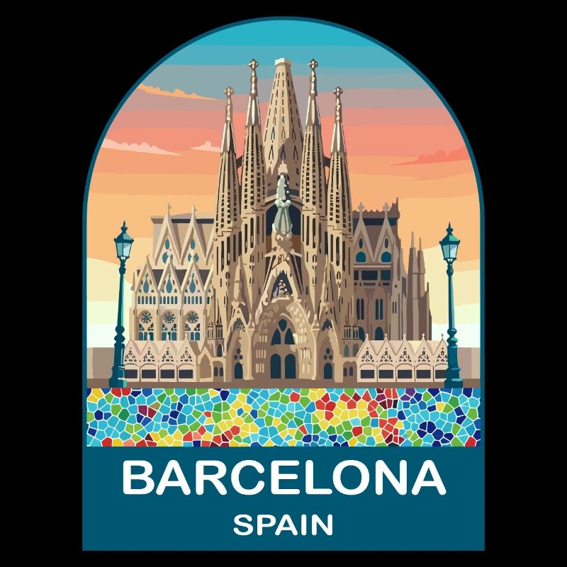 Affiche de voyage vintage de Barcelone, Espagne