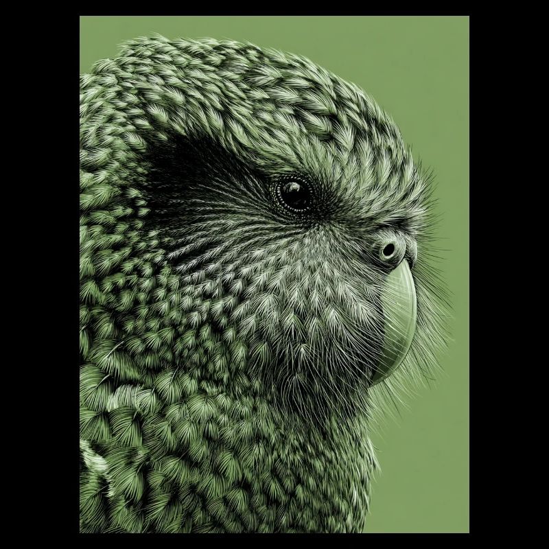 Kakapo illustration in green
