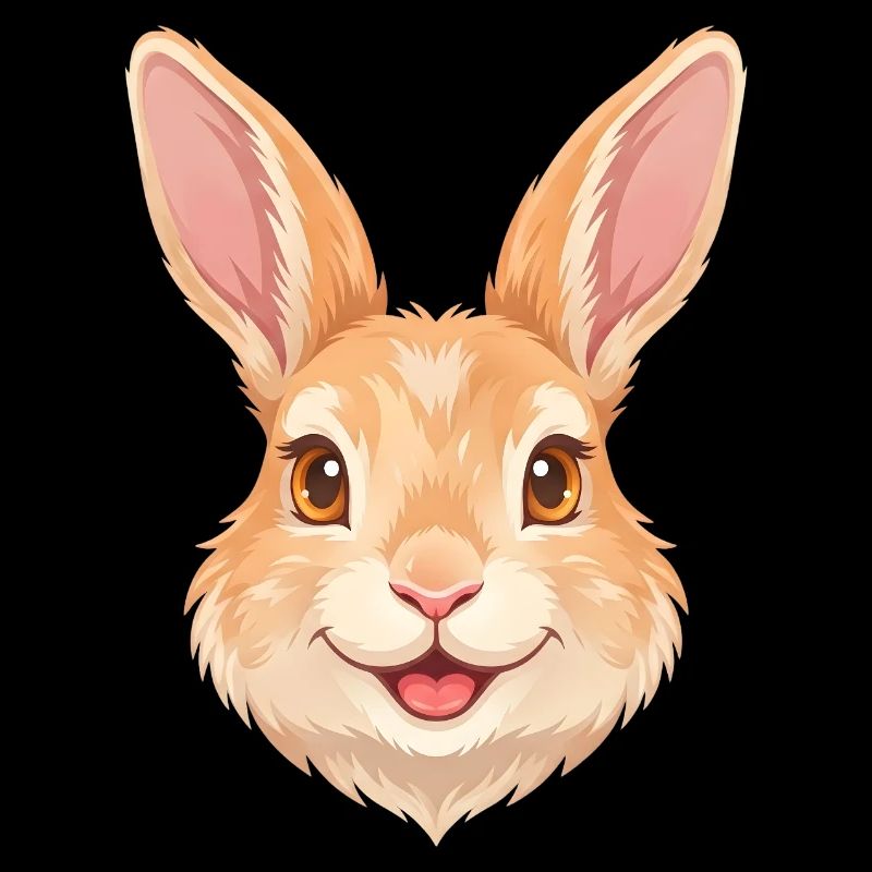 Cute Happy Cartoon Bunny Rabbit Face