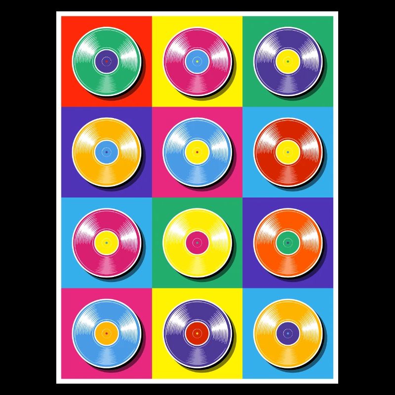 Collage Pop Art d’albums vinyles