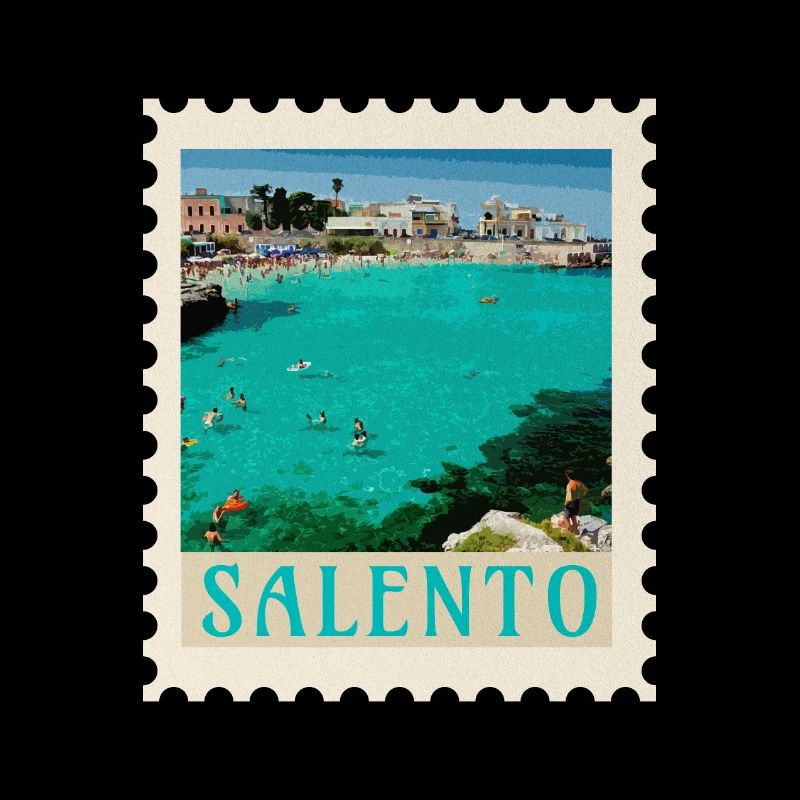 Salento Turquoise Beach Retro Poster