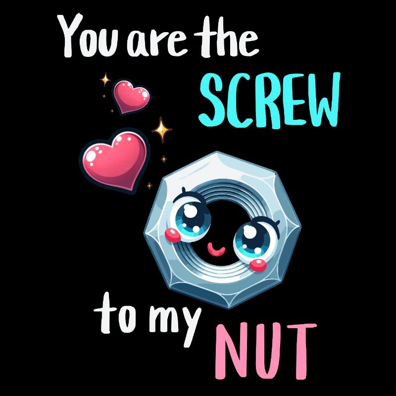 Funny Nut Bolts Pair Design