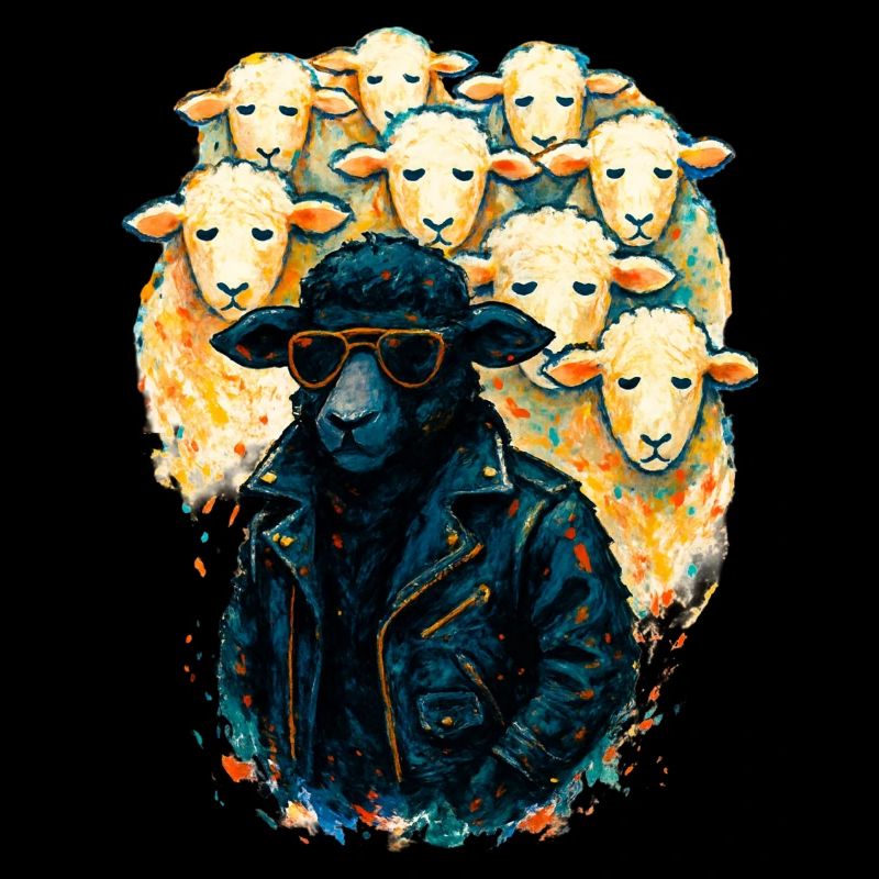 Black Sheep Nonconformist in Leather Jacket