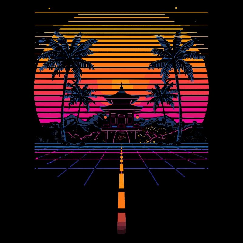 Vaporwave Synthwave Retro Pixel Aesthetic Design