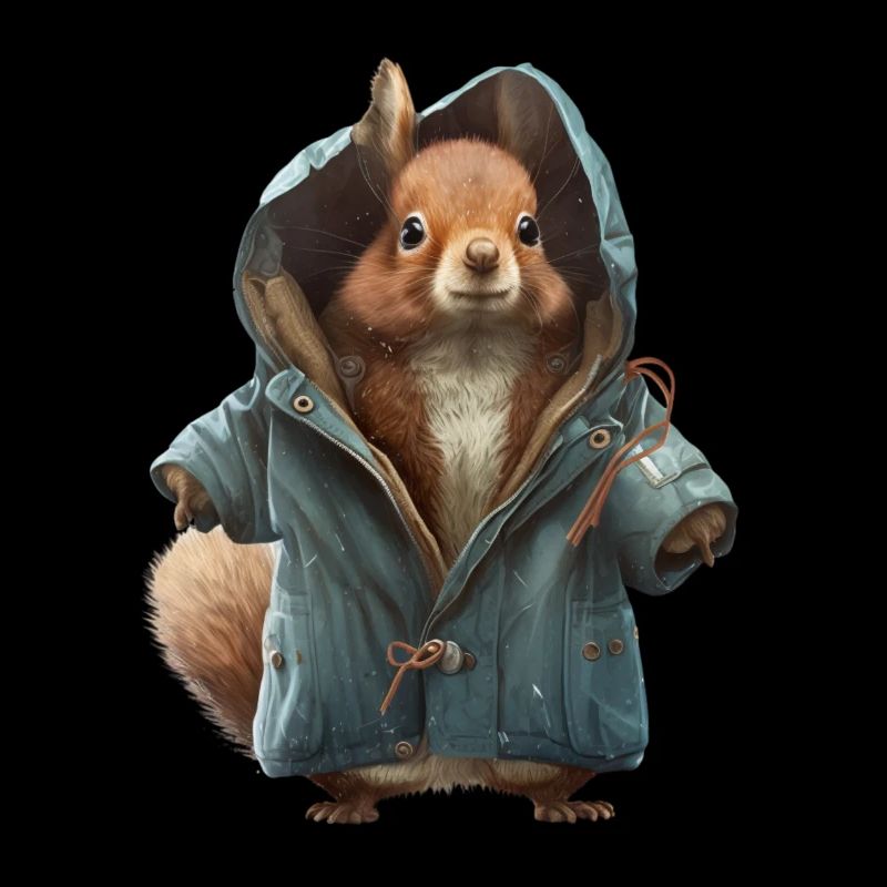 Design mit einem Eichhörnchen was eine Jacke trägt