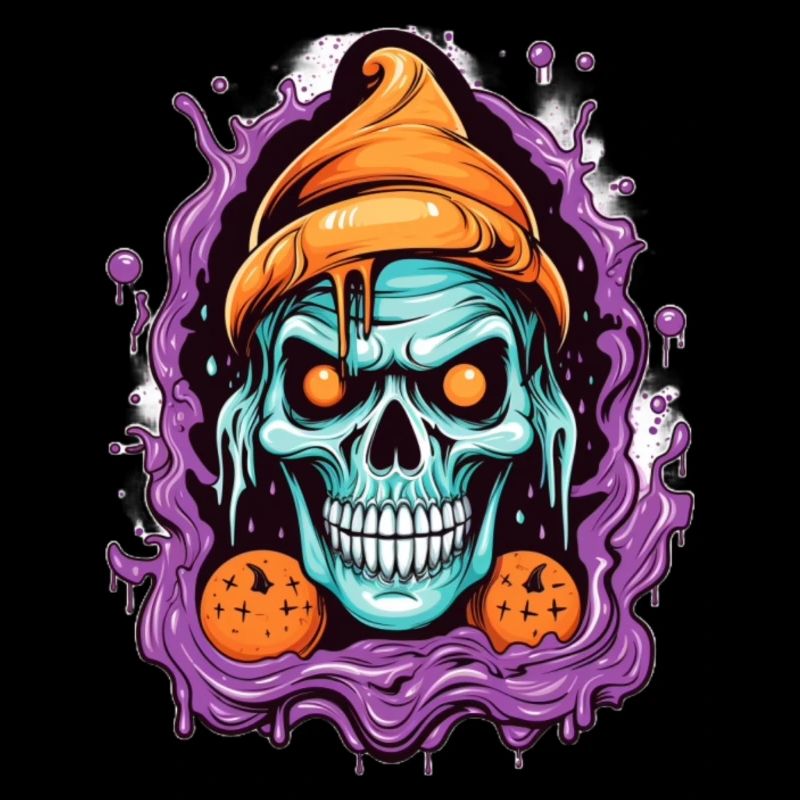 Crâne graffiti avec des éléments d’Halloween