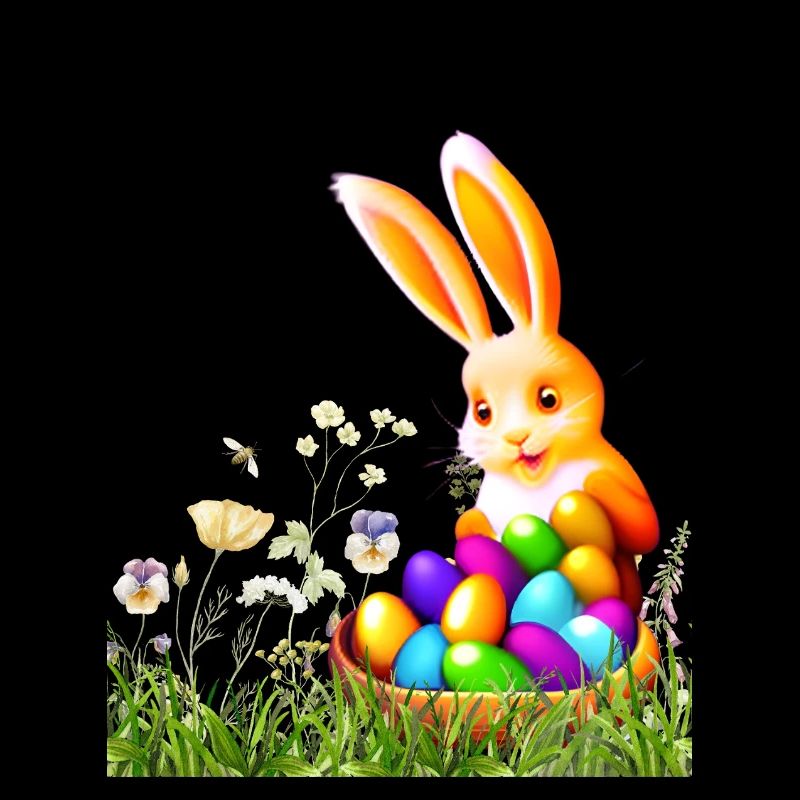 Easter bunny with colorful eggs