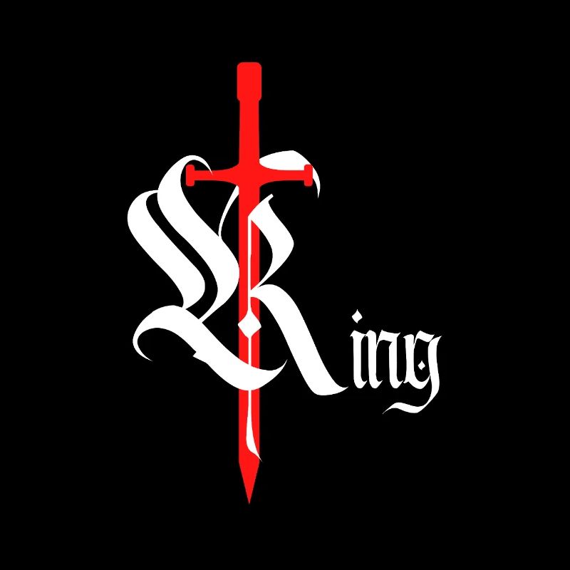 Roi gothique Design avec épée texte blanc