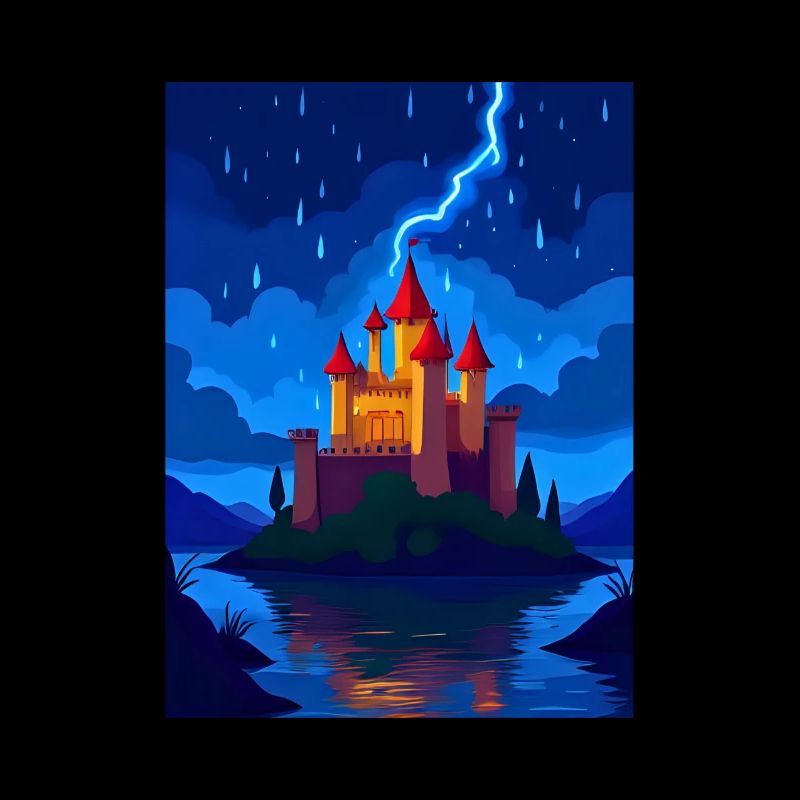 Château enchanté avec éclairage nocturne