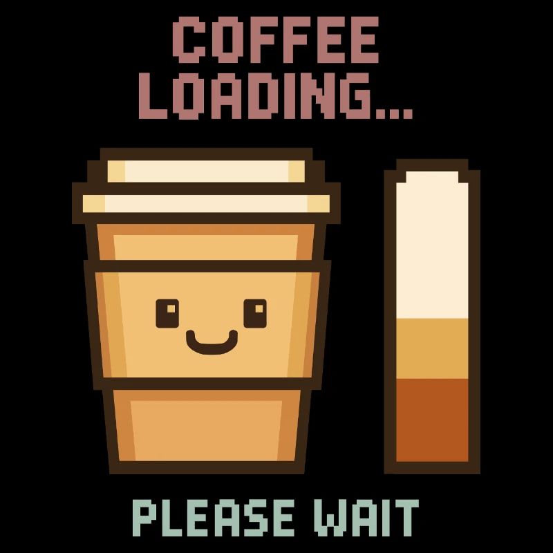Coffee Loading Pixel Art - Morgenstart mit Charme