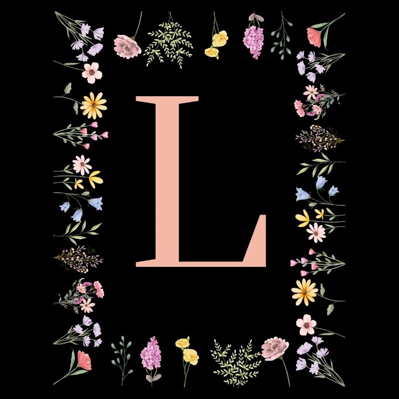 Florale Initialen "L", Buchstaben Monogramm 