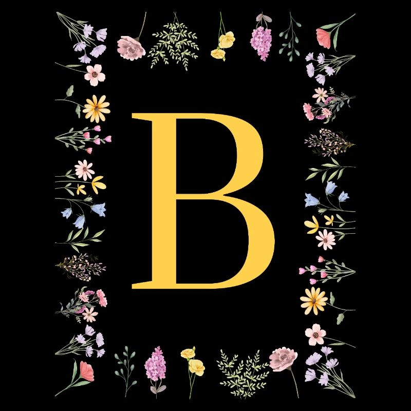 Florale Initialen "B", Buchstaben Monogramm 