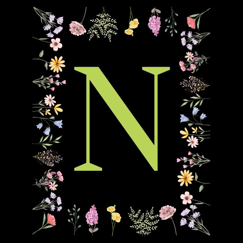 Florale Initialen " N ", Buchstaben Monogramm 