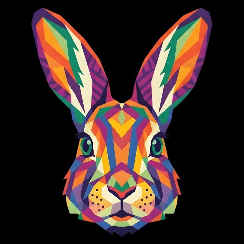 Colorful Geometric Rabbit Head Pop Art