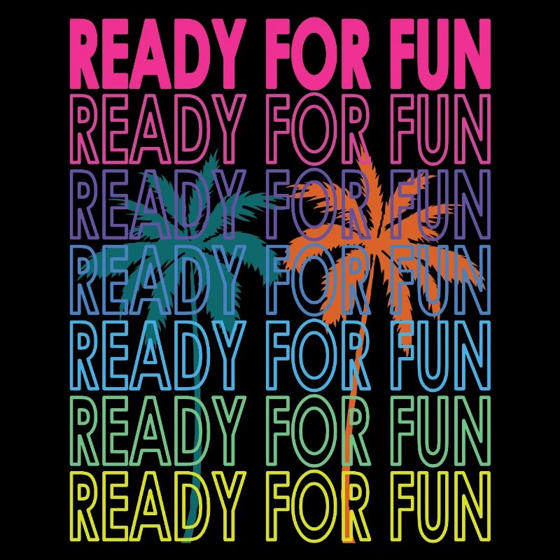 Neon Tropical Text Ready for Fun