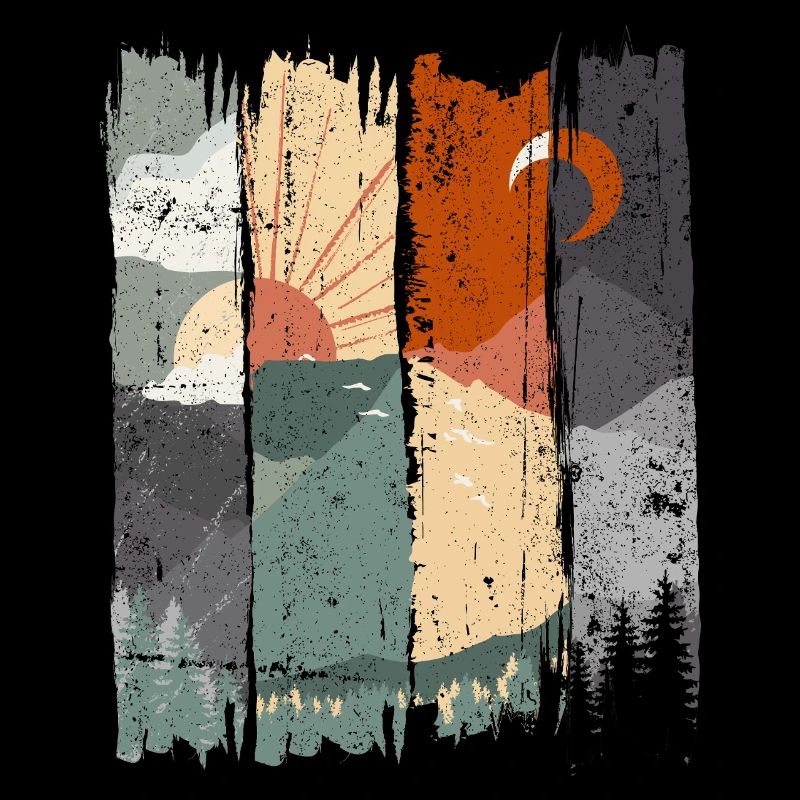 Abstract Sunset Landscape Illustration