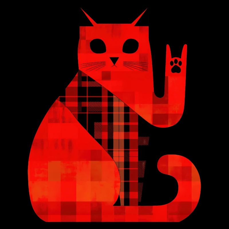 Red Cat Plaid Pattern Modern