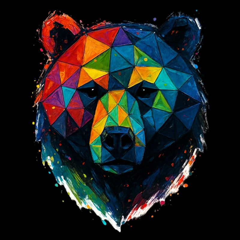 Geometric Bear: Colorful Low Poly Style