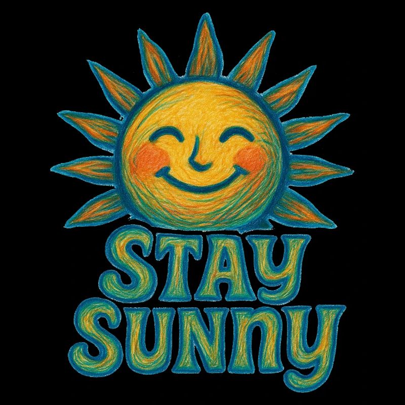 Stay Sunny Crayon Sonne Illustration