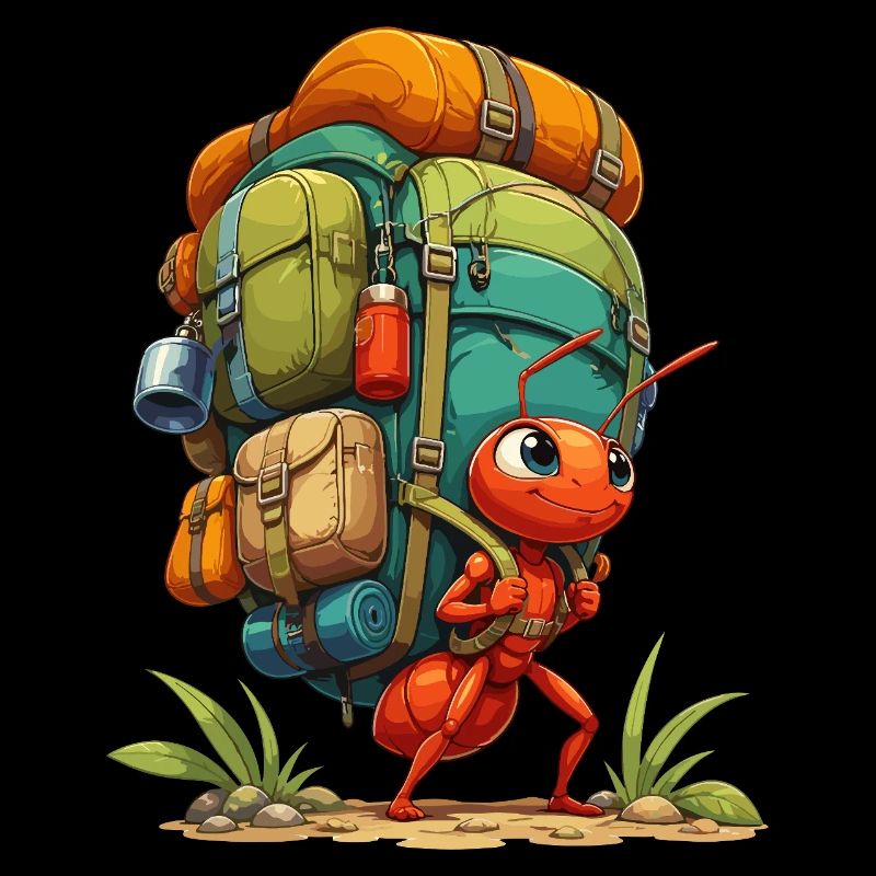 Fourmi errante avec sac à dos