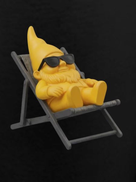 Dwarf in deckchair. Relaxed.