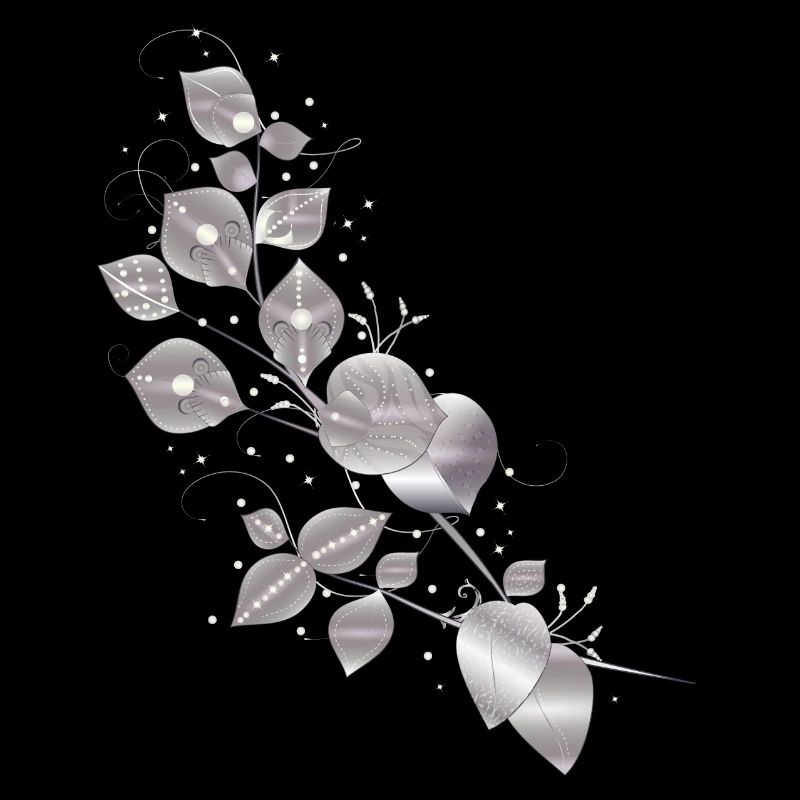 noble leaf tendrils in metallic silver look