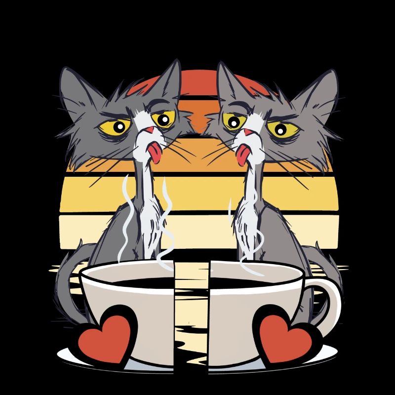 Valentin Retro Kaffetasse Partner Katzen 80er