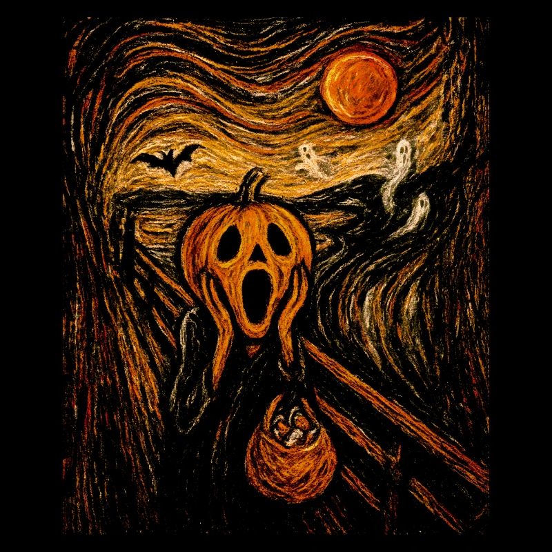 Halloween Pumpkin Scream Spooky Ghosts  Bat Design