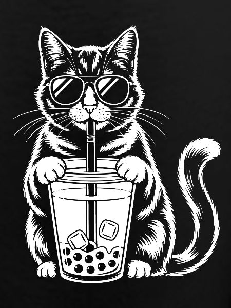 Cat with bubble tea