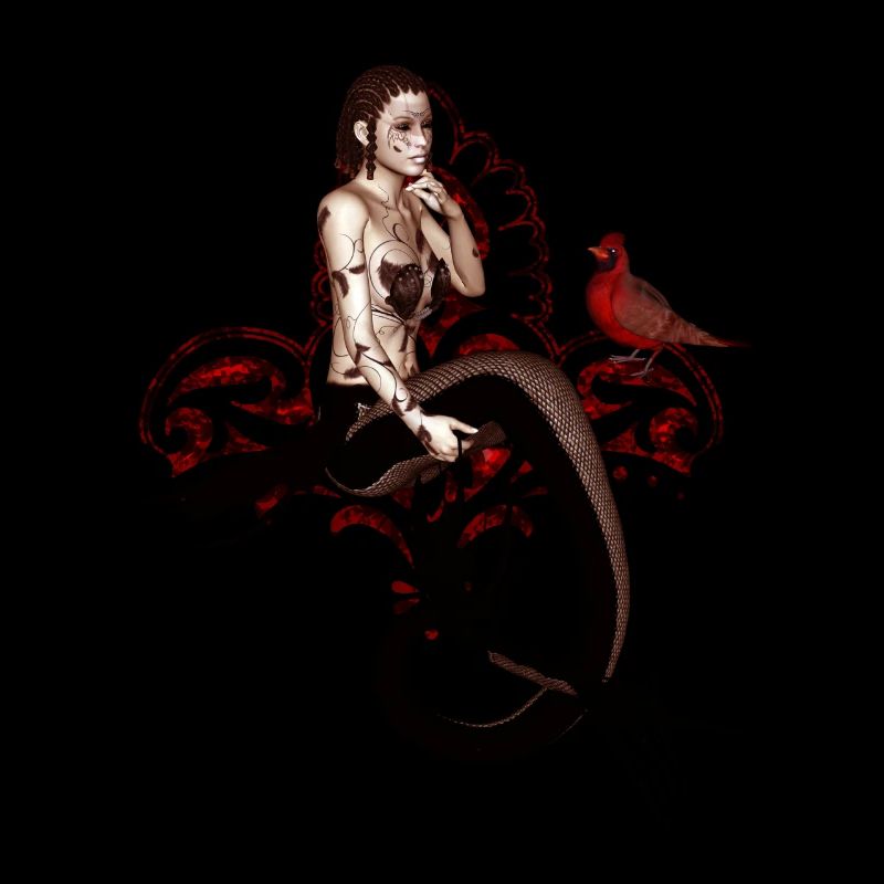 Wonderful dark mermaid sitting in a tree