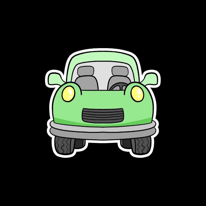 Vue frontale joyeuse de chariot vert