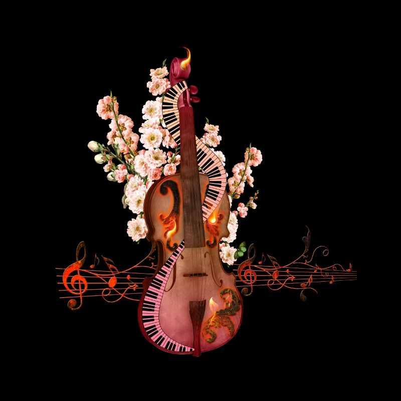 Wonderful violin with keyboard and flame