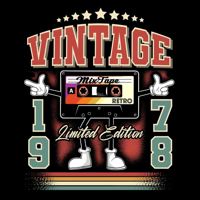 1978 Année de naissance Vintage retro cassette anniversaire