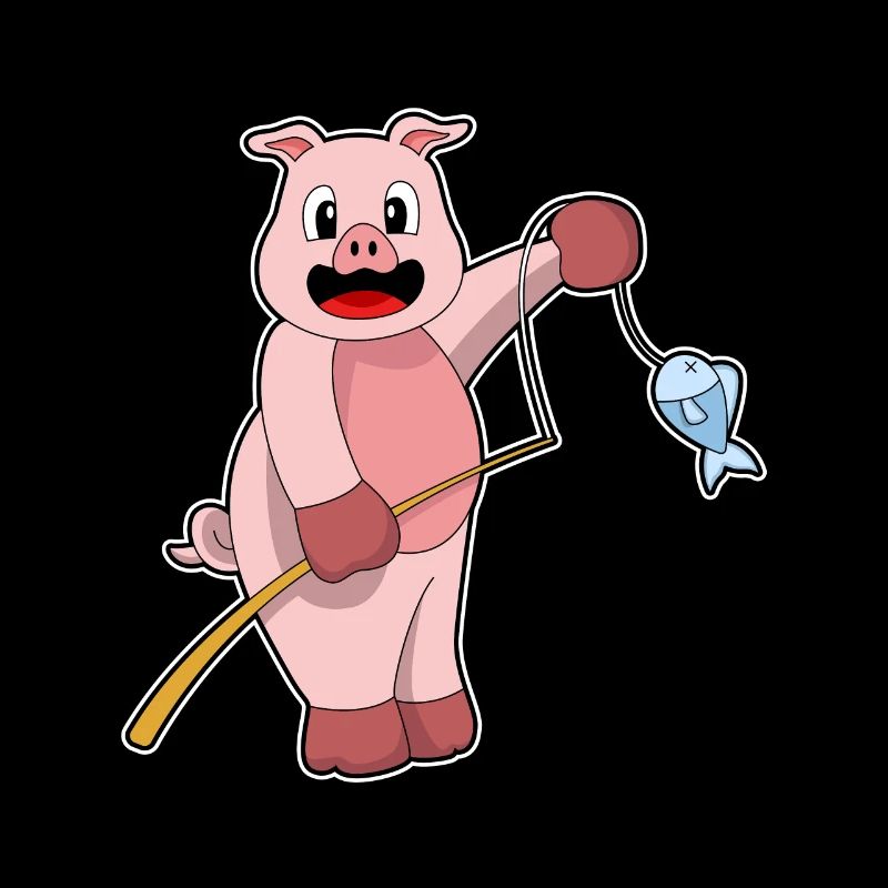 Pêche au poisson pêcheur cochon